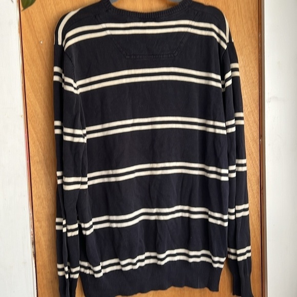 timberland knit sweater navy blue white stripe red embroidered emblem - Picture 4 of 4